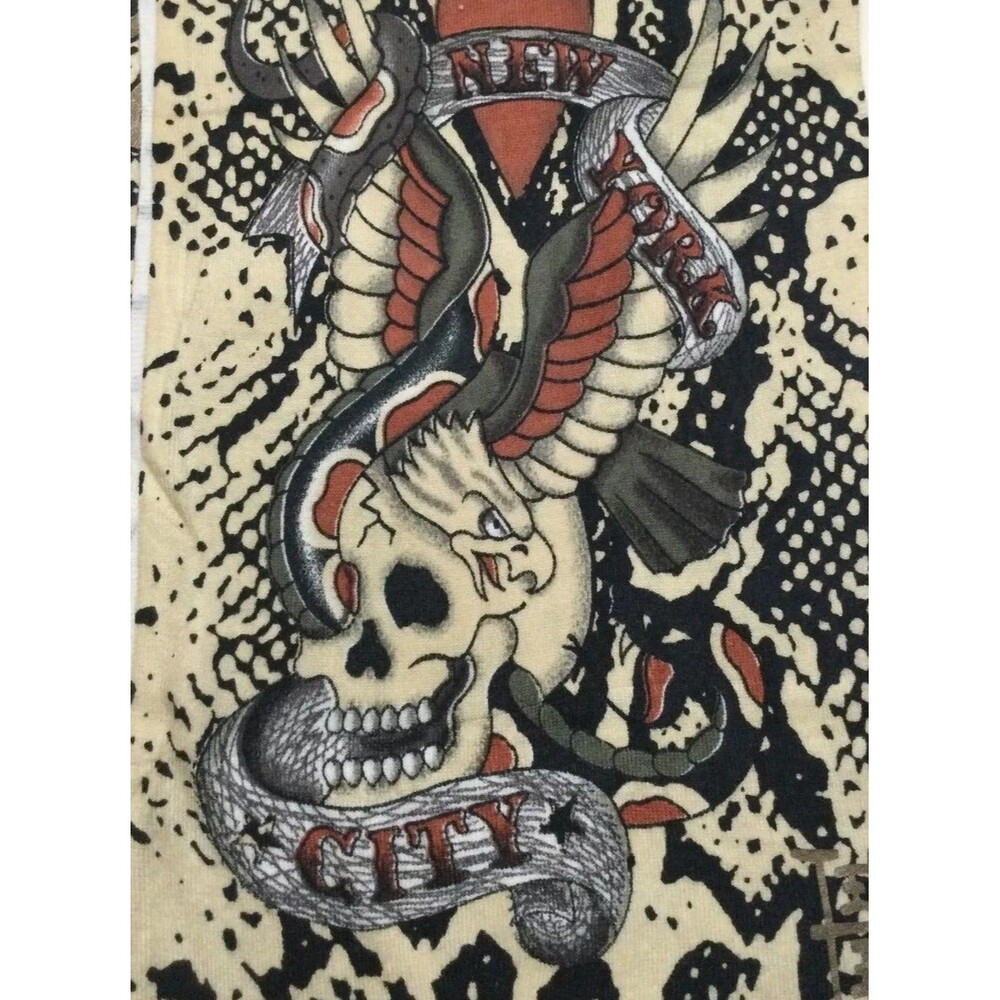 Ed Hardy by Christian Audigier New York City Skull Knitted Scarf - New!
